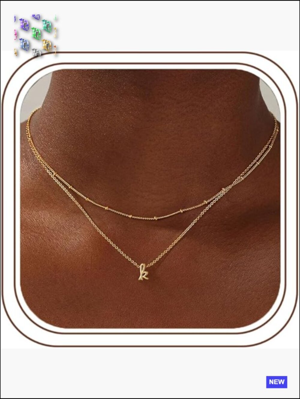 Layered Initial Necklace Set - 14K Gold Plated Choker & Pendant Stack Trendy
